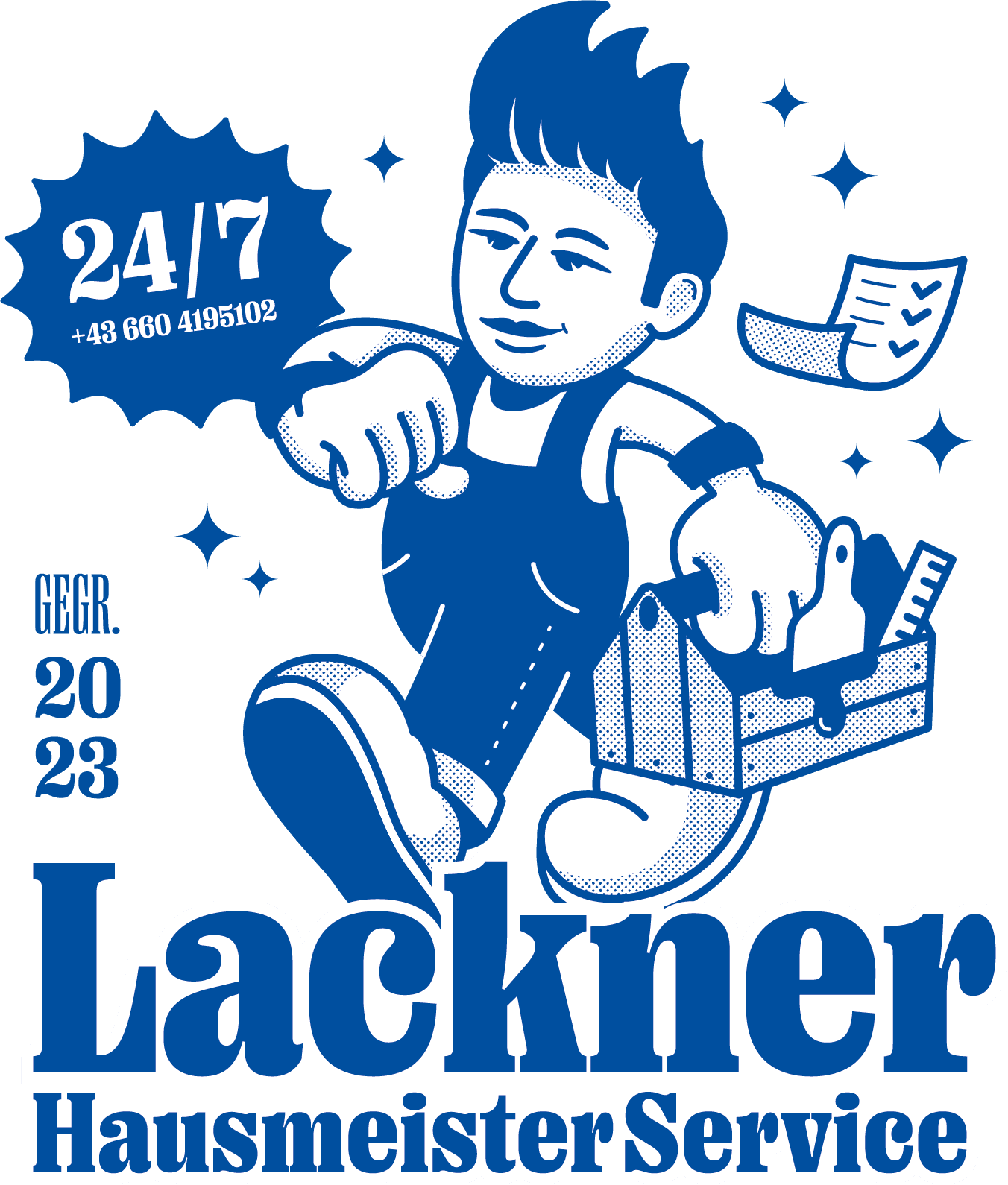 Lackner Hausmeister Service – Illustration, 24/7 erreichbar, gegründet 2023